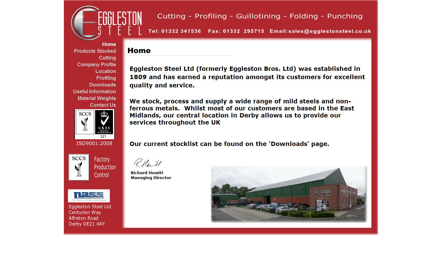 Eggleston Steel Ltd Website