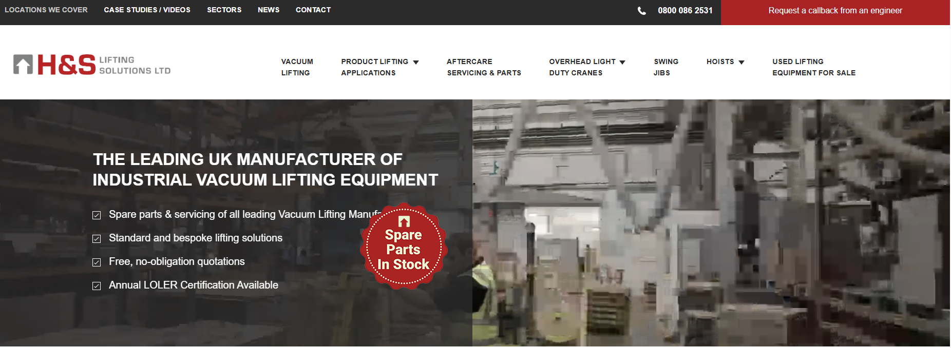 H&S Lifting Solutions Website