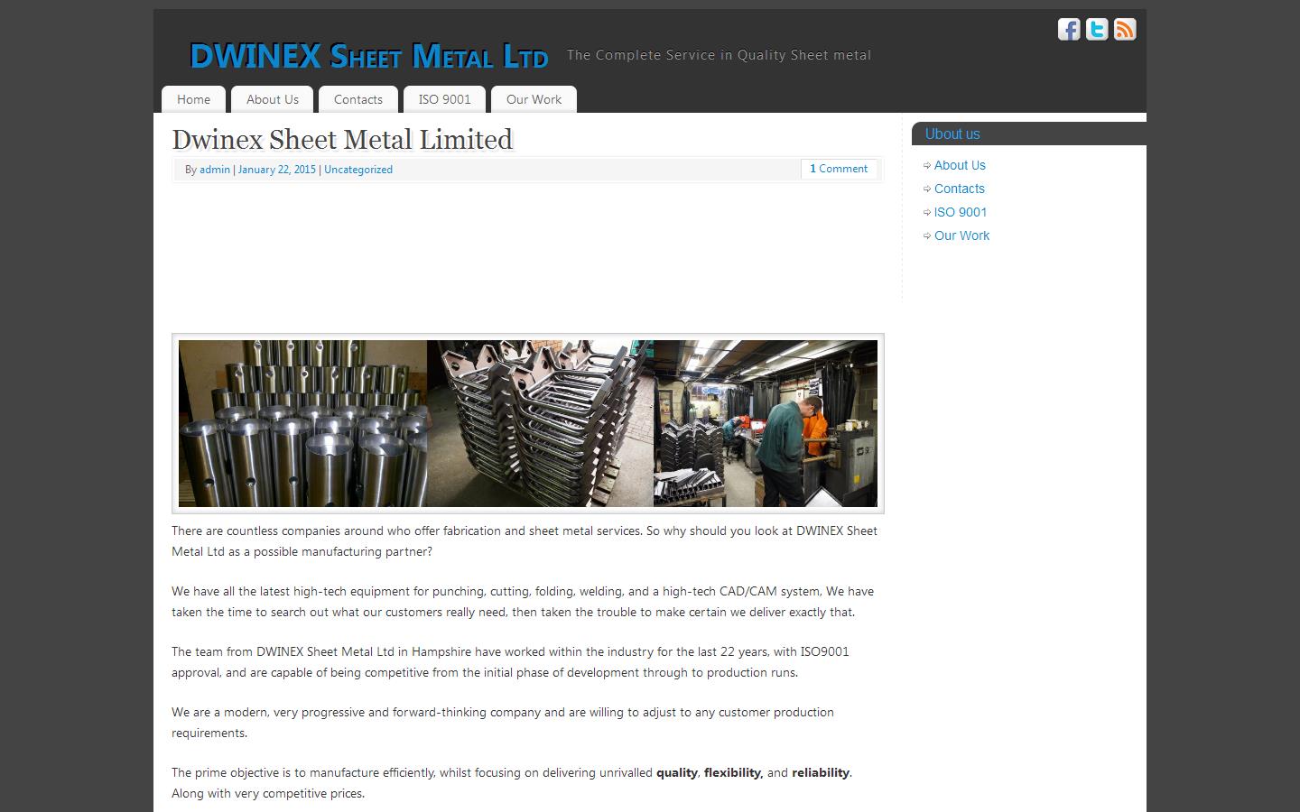 Dwinex Sheet Metal Ltd Website