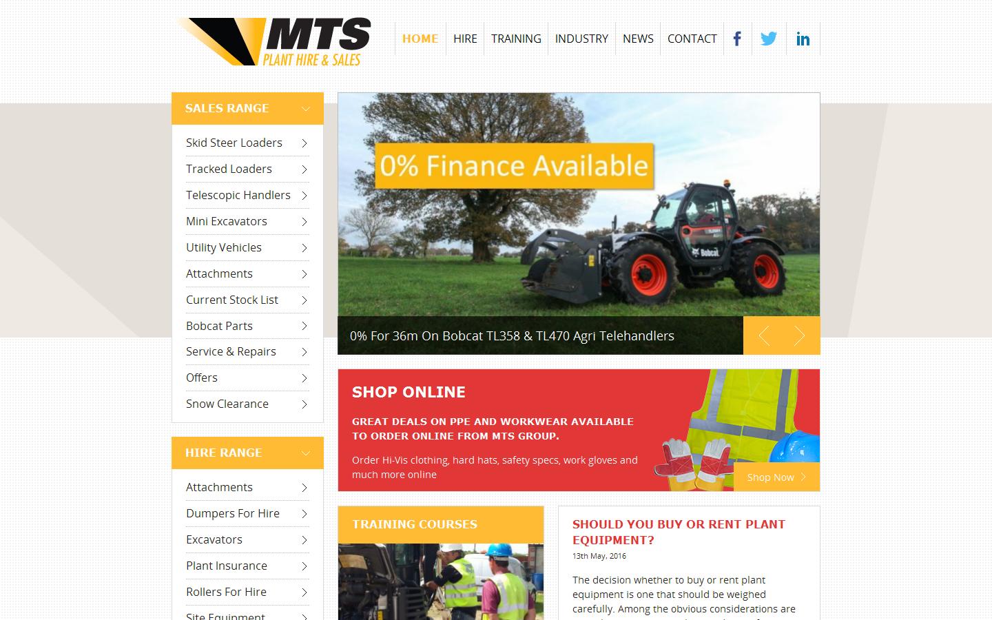 MTS Plant Hire & Sales Website