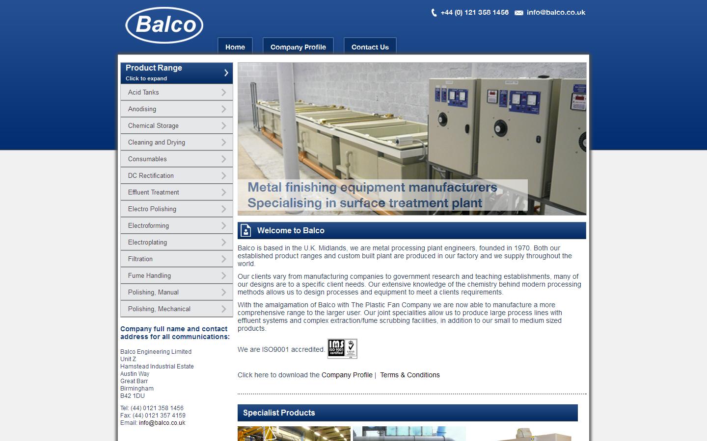 Balco Engineering Ltd Website