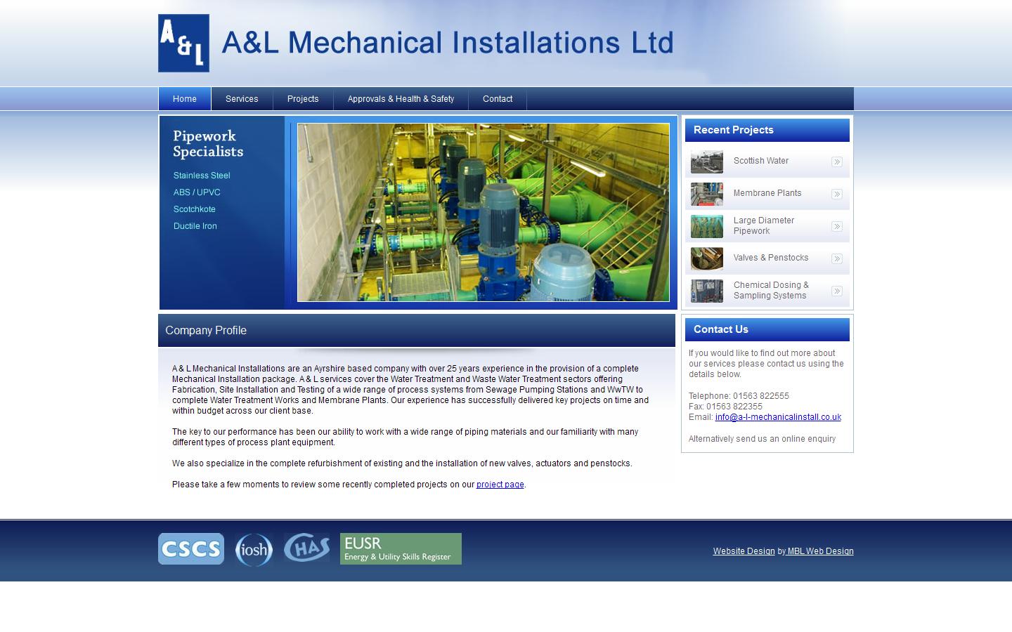 A&L Mechanical Installation Ltd Website
