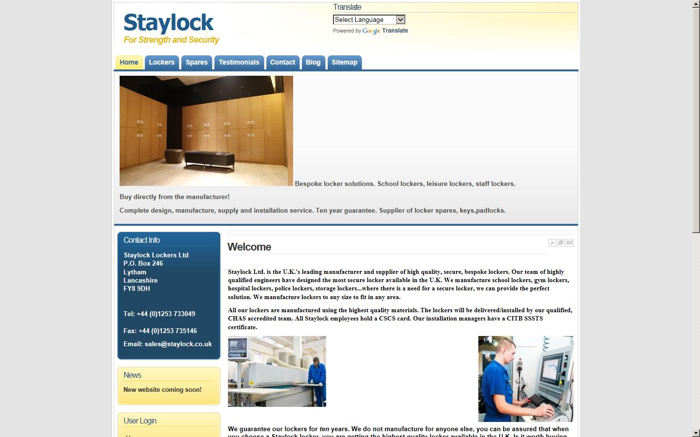 Staylock Lockers Ltd Website
