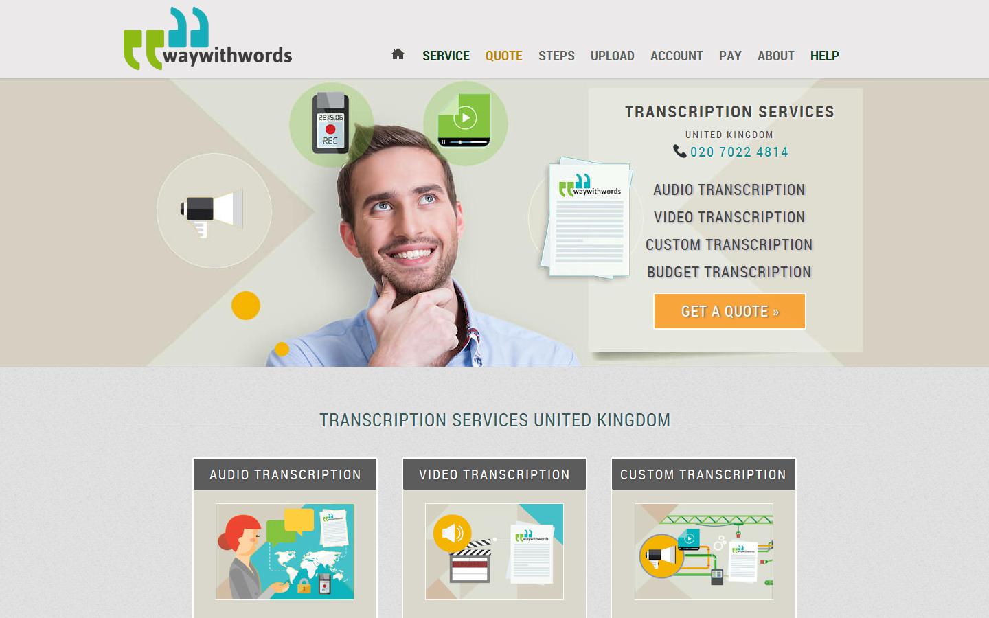 Way With Words Transcription Services Website
