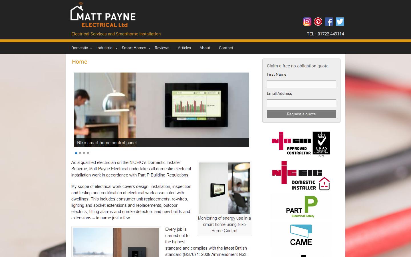Matt Payne Electrical Ltd Website