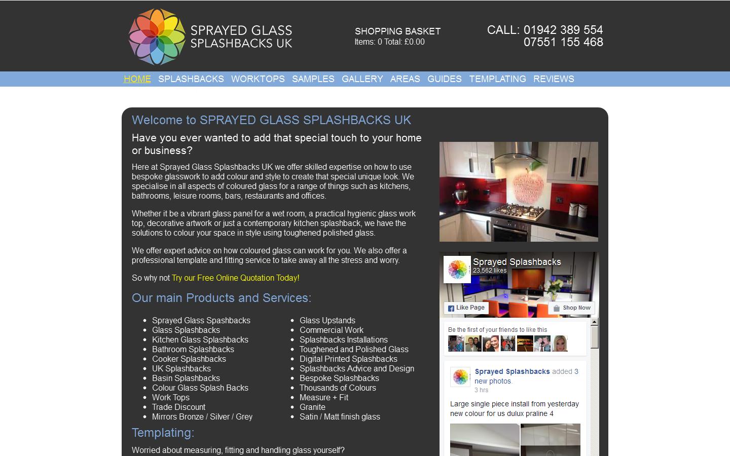 Sprayed Glass Splashbacks Website