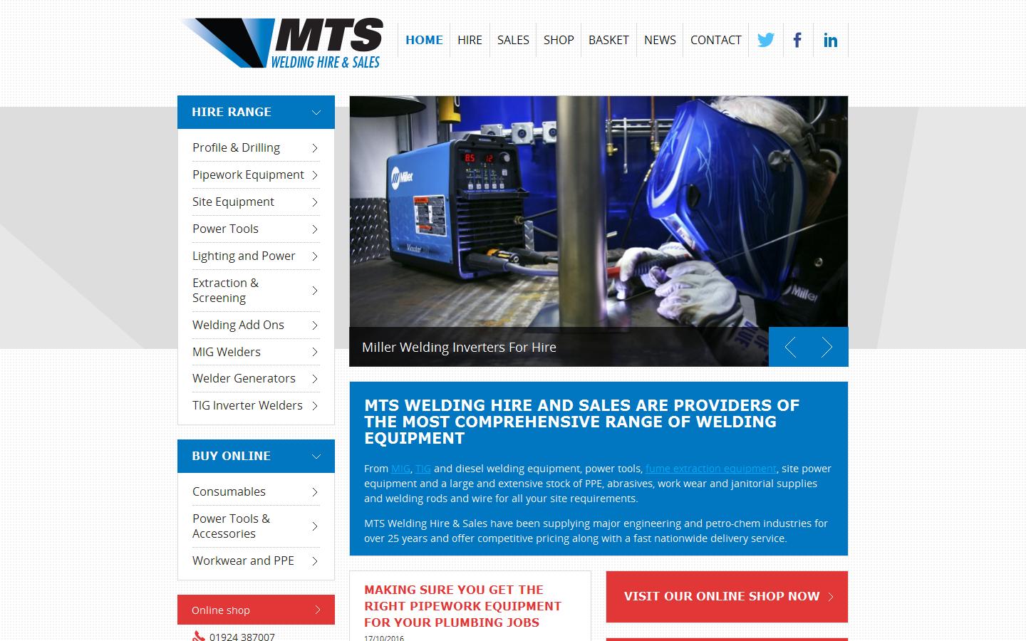 MTS Welding Hire & Sales Website