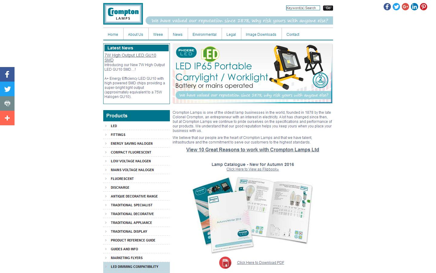 Crompton Lamps Ltd Website