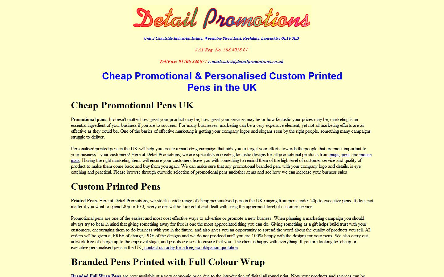 Detail Promotions Website