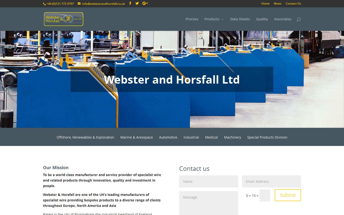 Webster & Horsfall Limited Website
