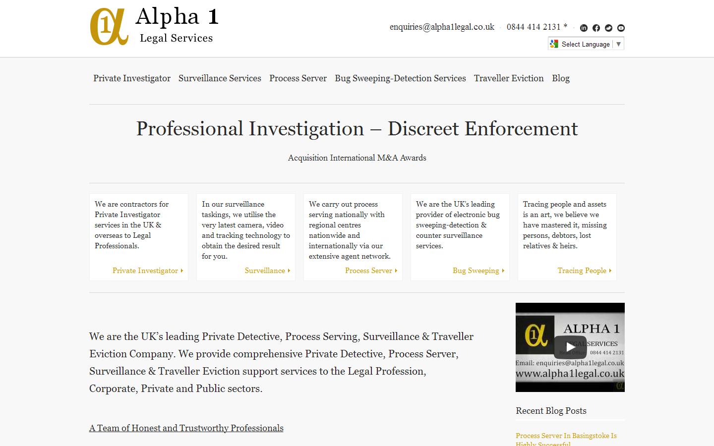 Alpha 1 Legal Services Website
