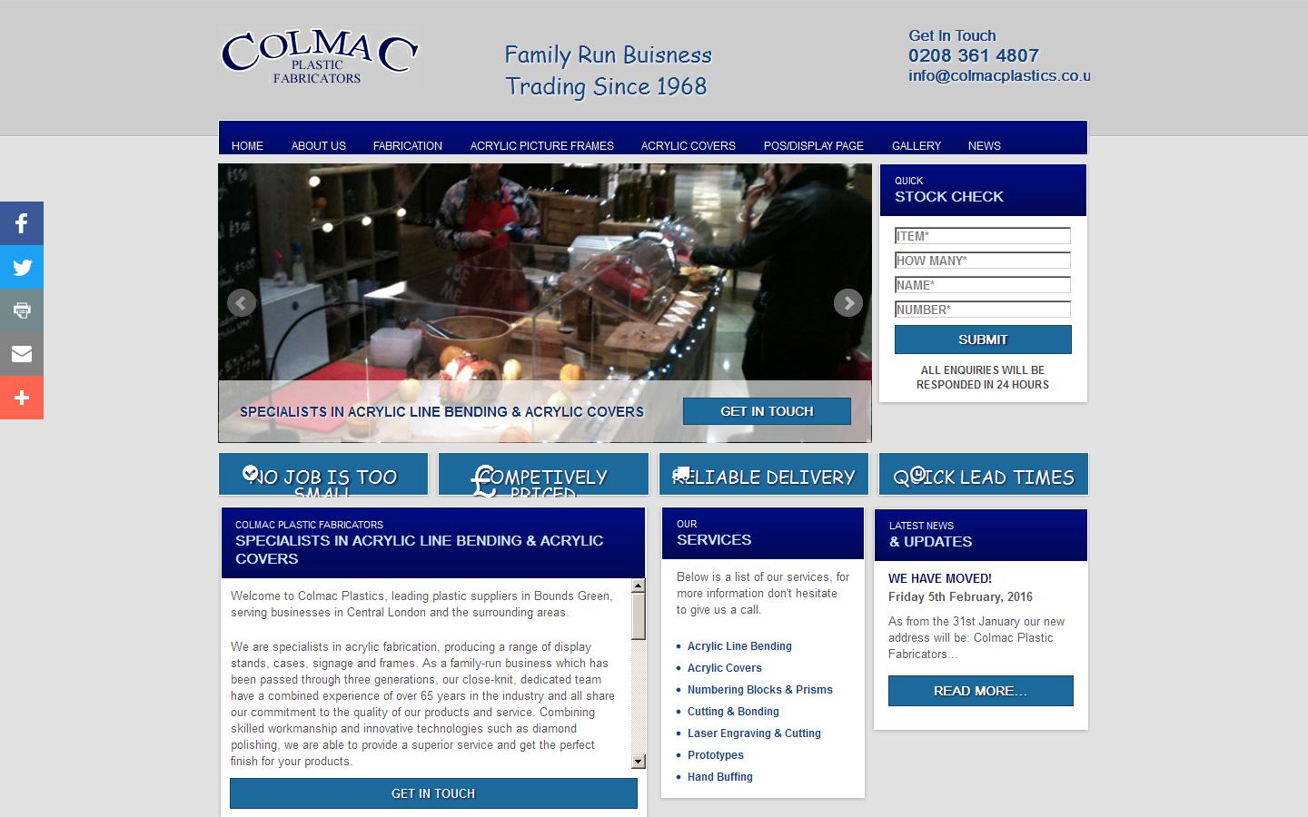 Colmac Plastic Fabricators Website