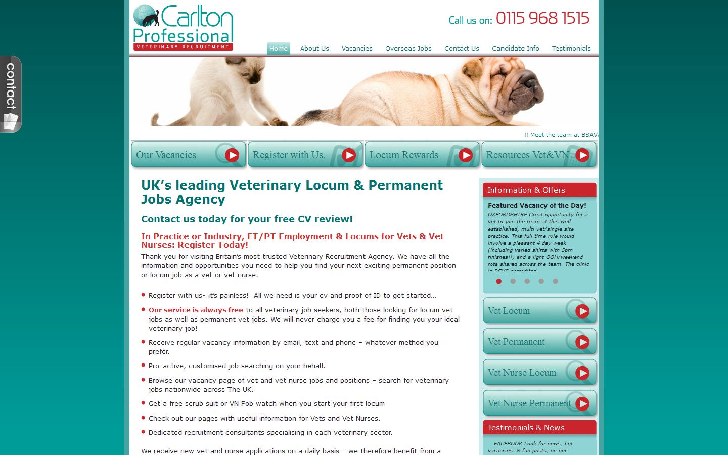 Carlton Professional Veterinary Recruitment Ltd Website
