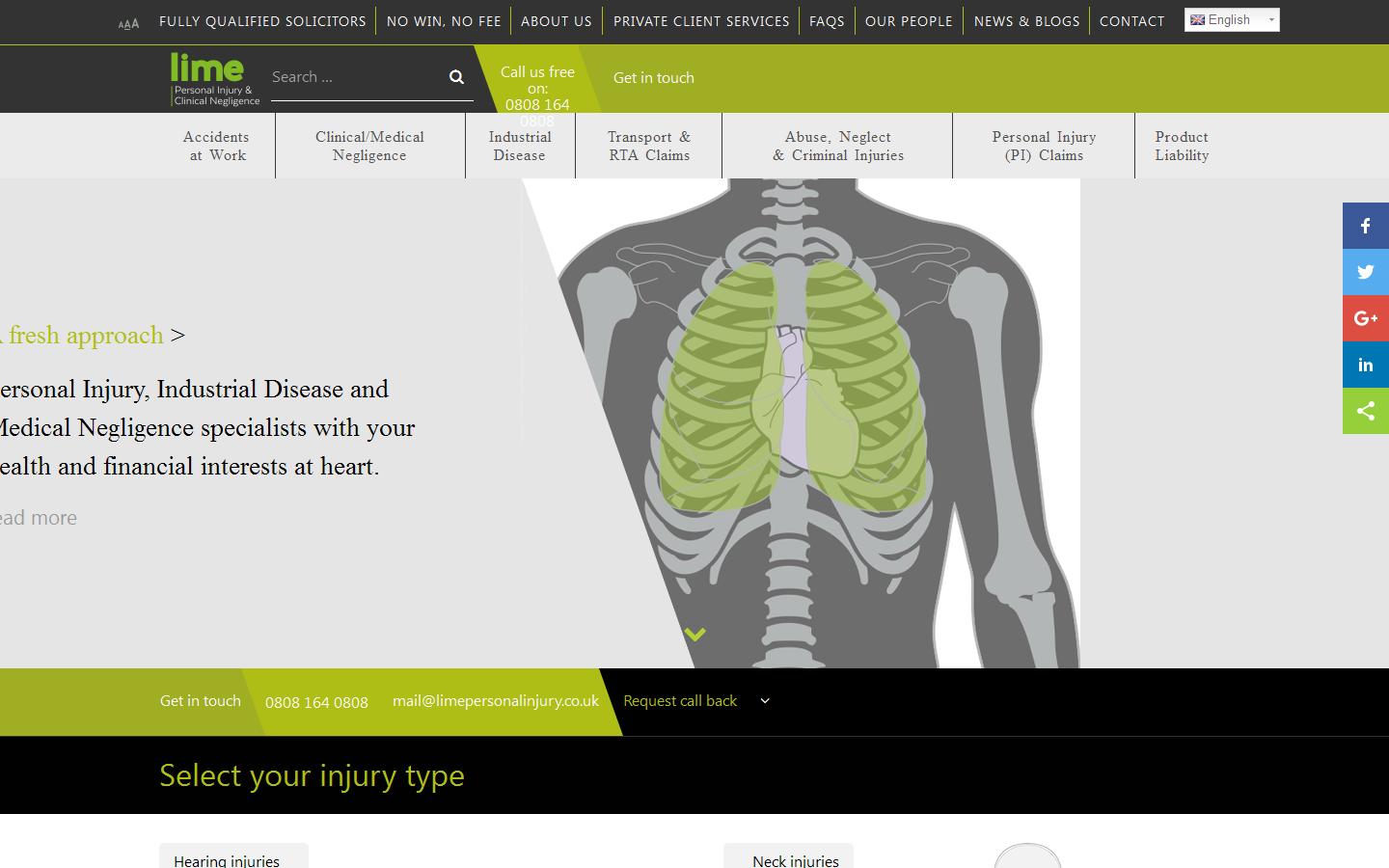 Lime Personal Injury & Clinical Negligence Website