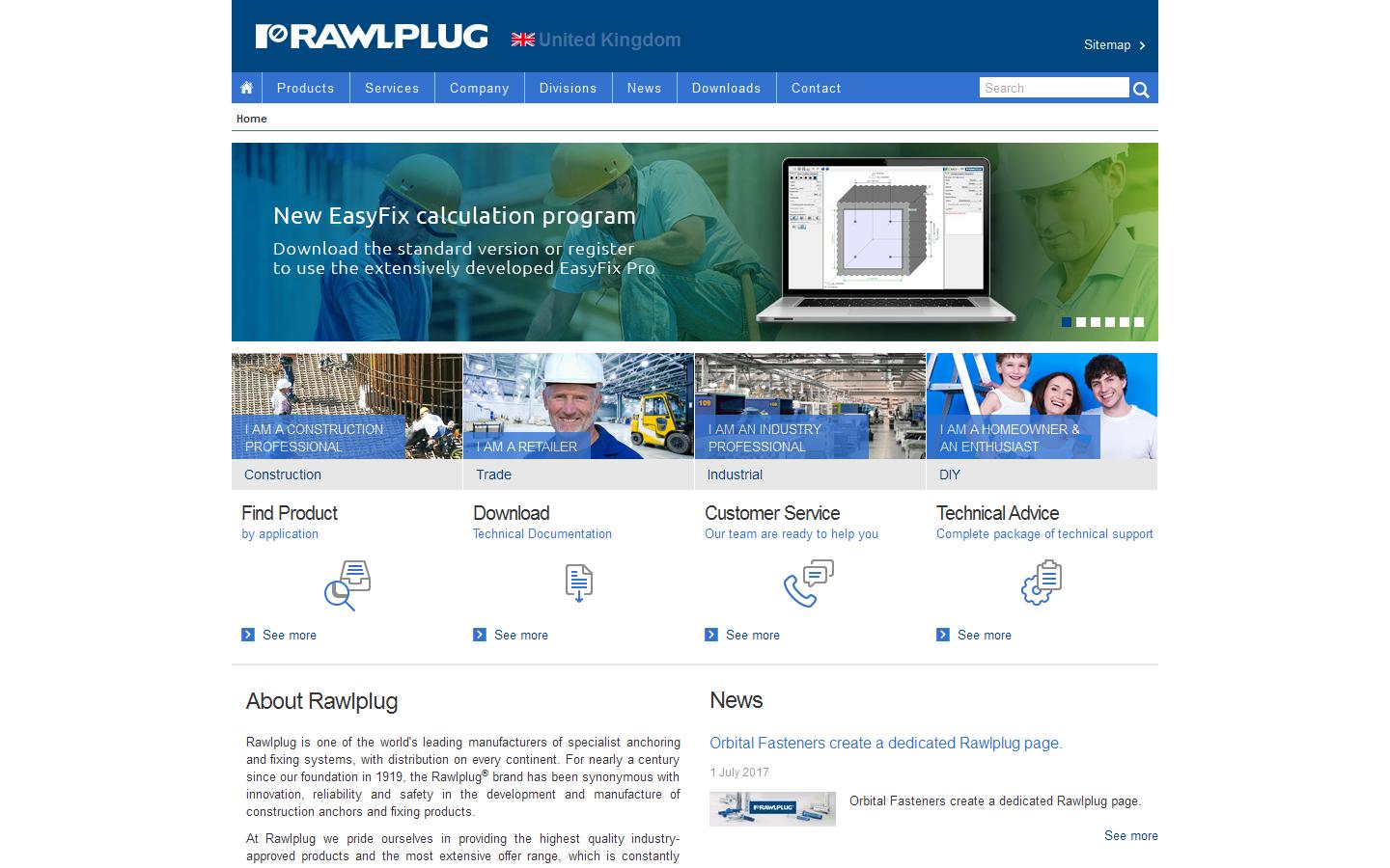 Rawlplug Ltd Website