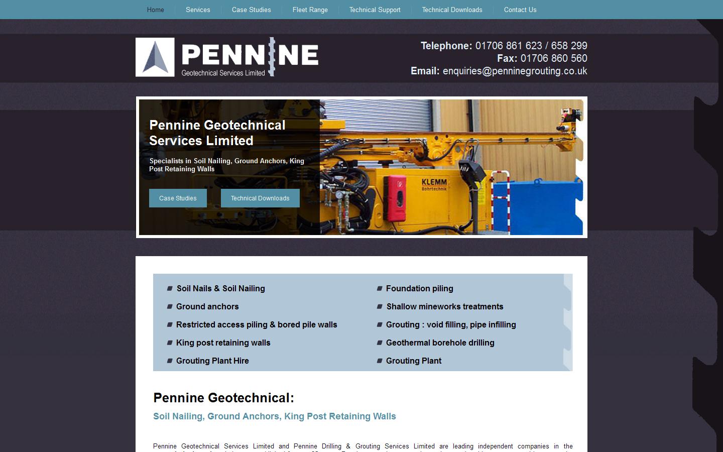 Pennine Geotechnical Services Ltd Website