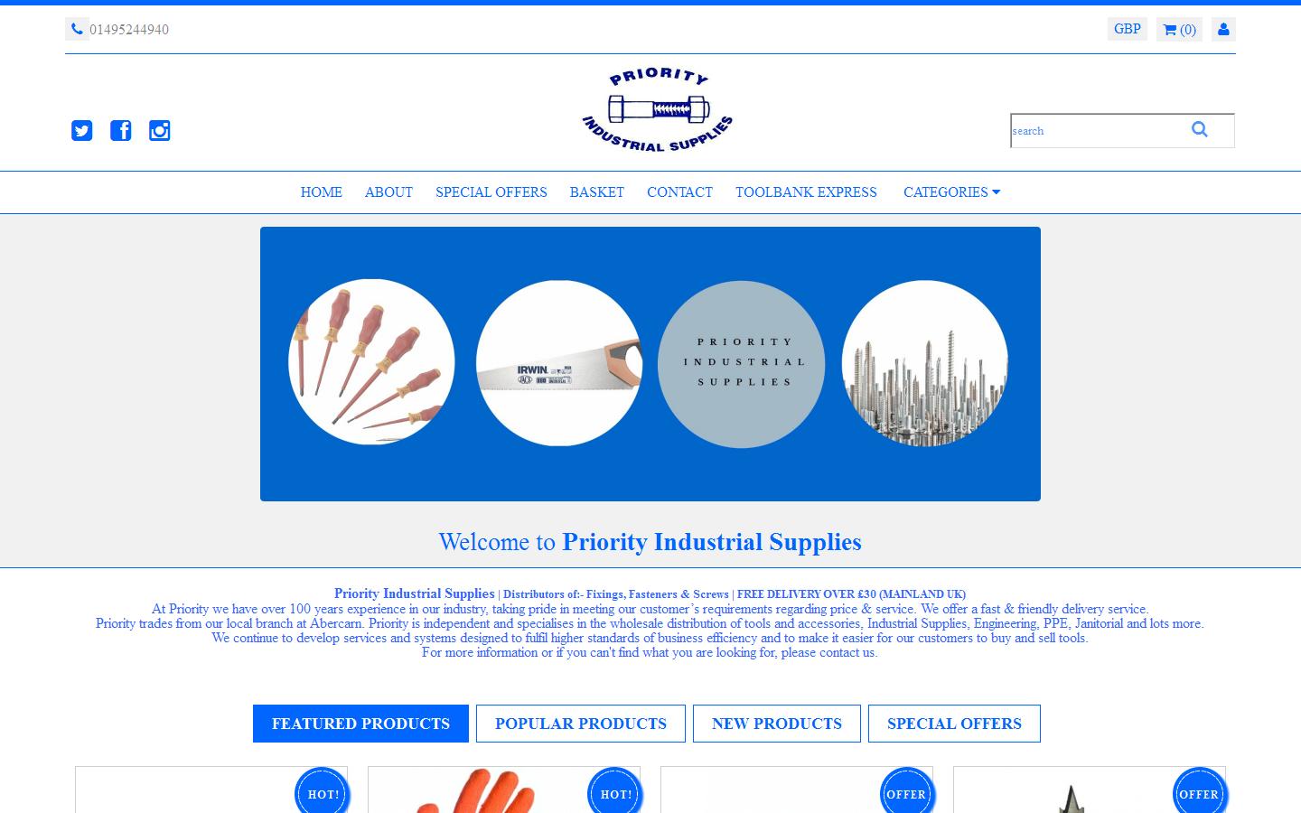 Priority Industrial Supplies Website