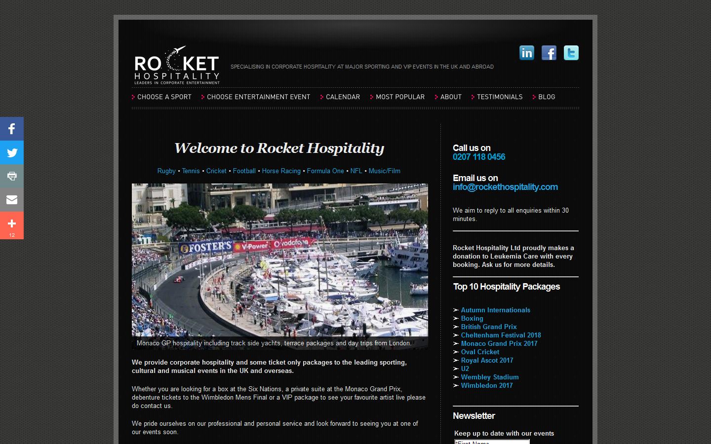 Rocket Hospitality Website