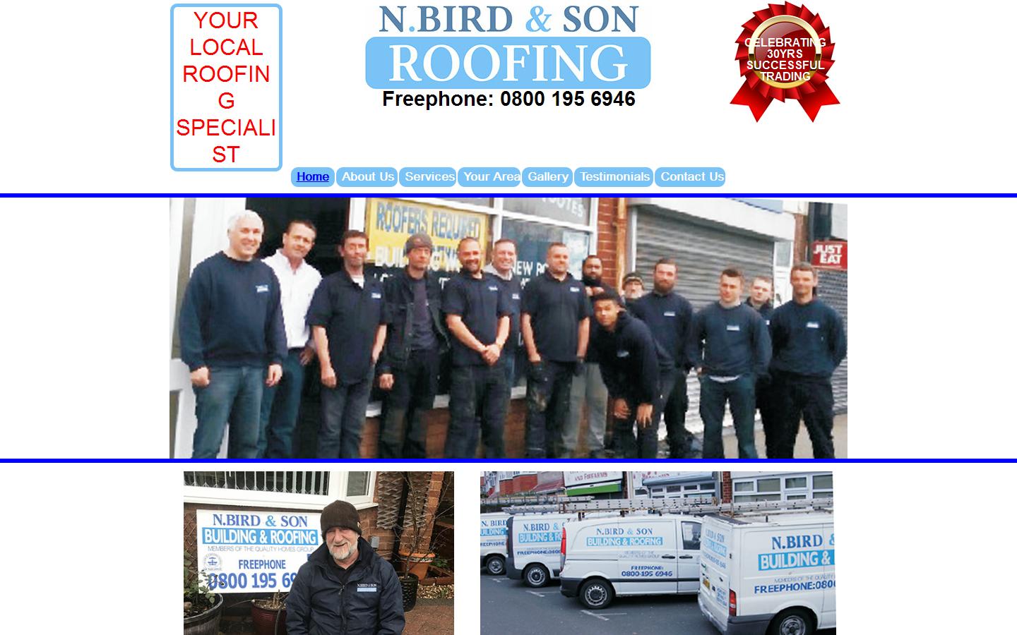 N Bird and Son Roofing Website