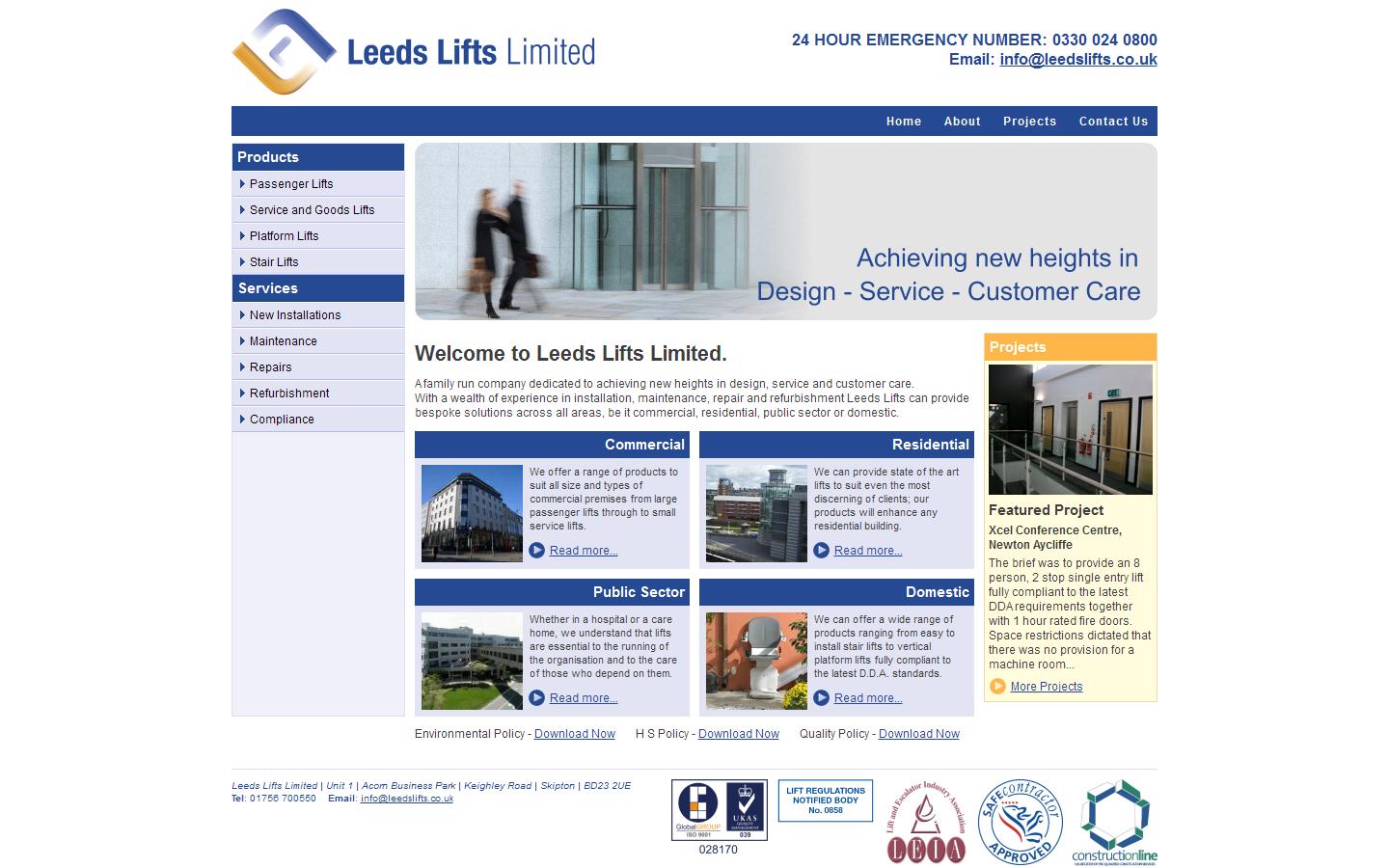 Leeds Lifts Limited Website