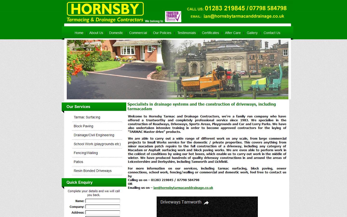 Hornsby Tarmacing & Drainage Contractors Website