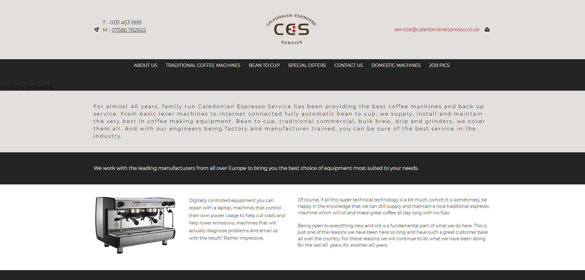 Caledonian Espresso Service Website