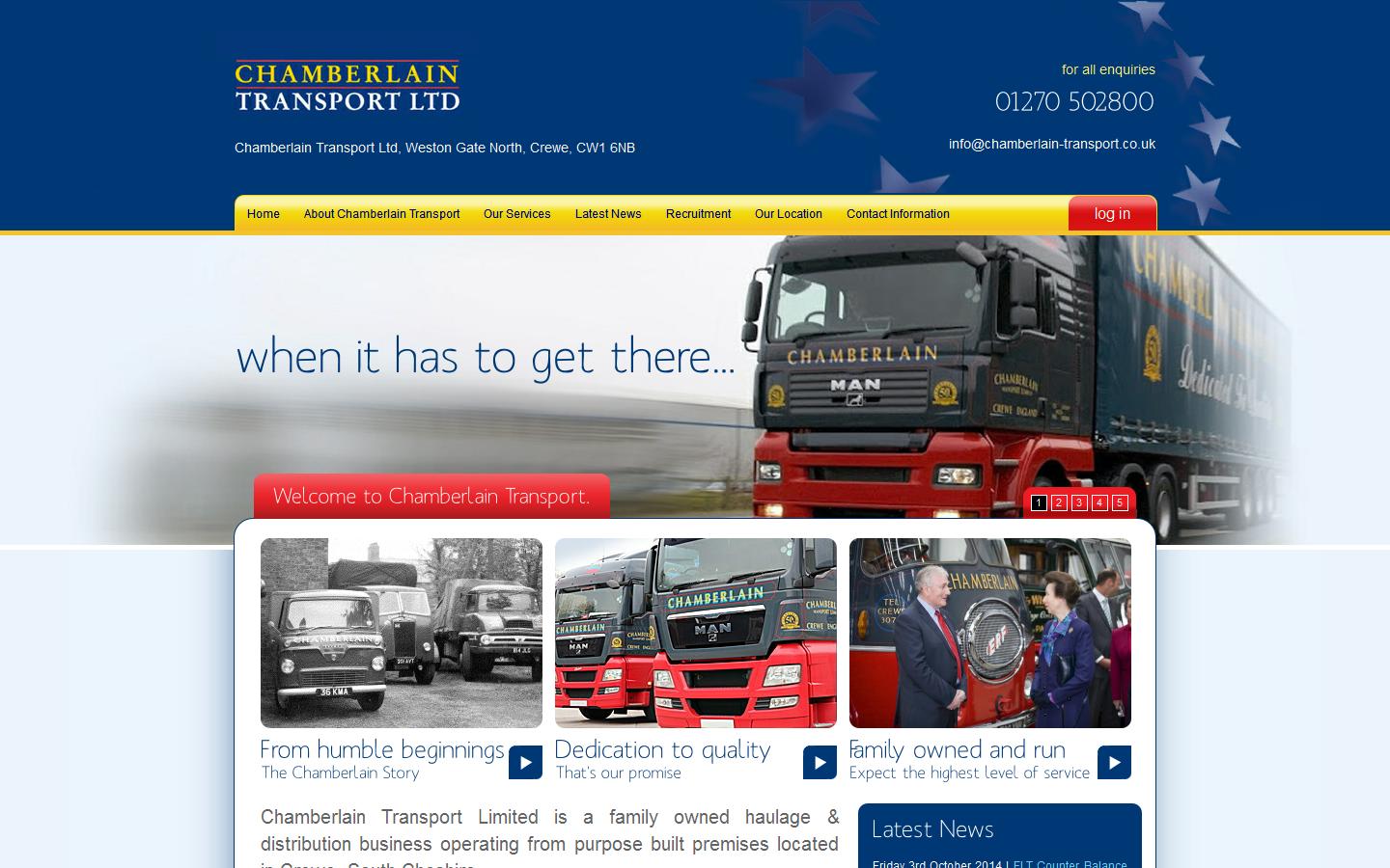 Chamberlain Transport Ltd Website
