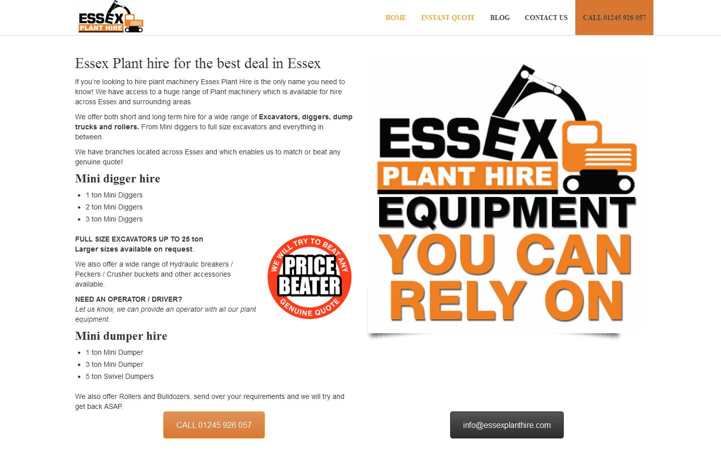 Essex Plant Hire Website