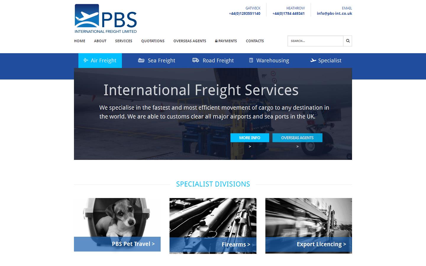 PBS International Freight Ltd Website