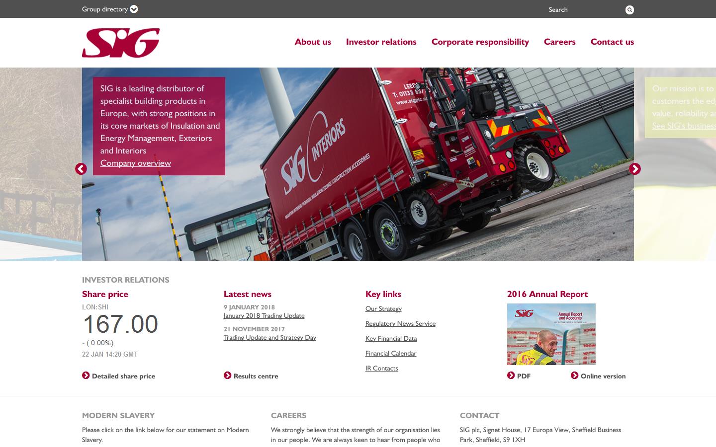 SIG Plc Website