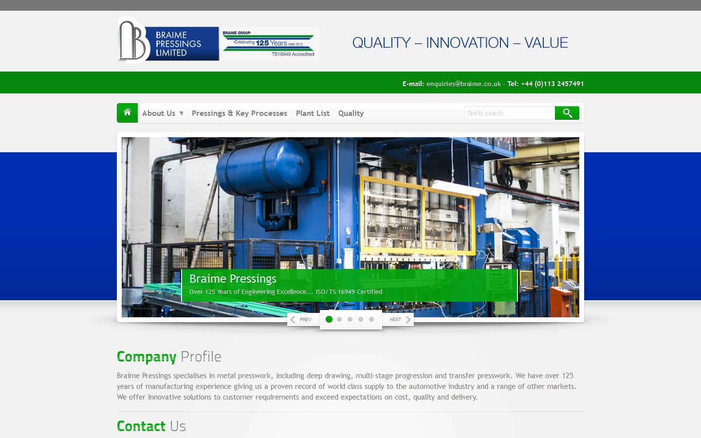 Braime Pressings Ltd Website