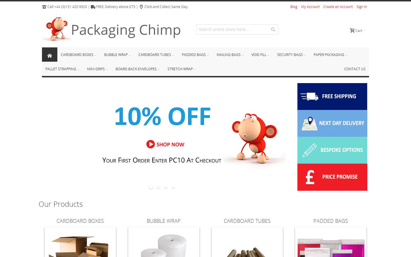Packaging Chimp Website