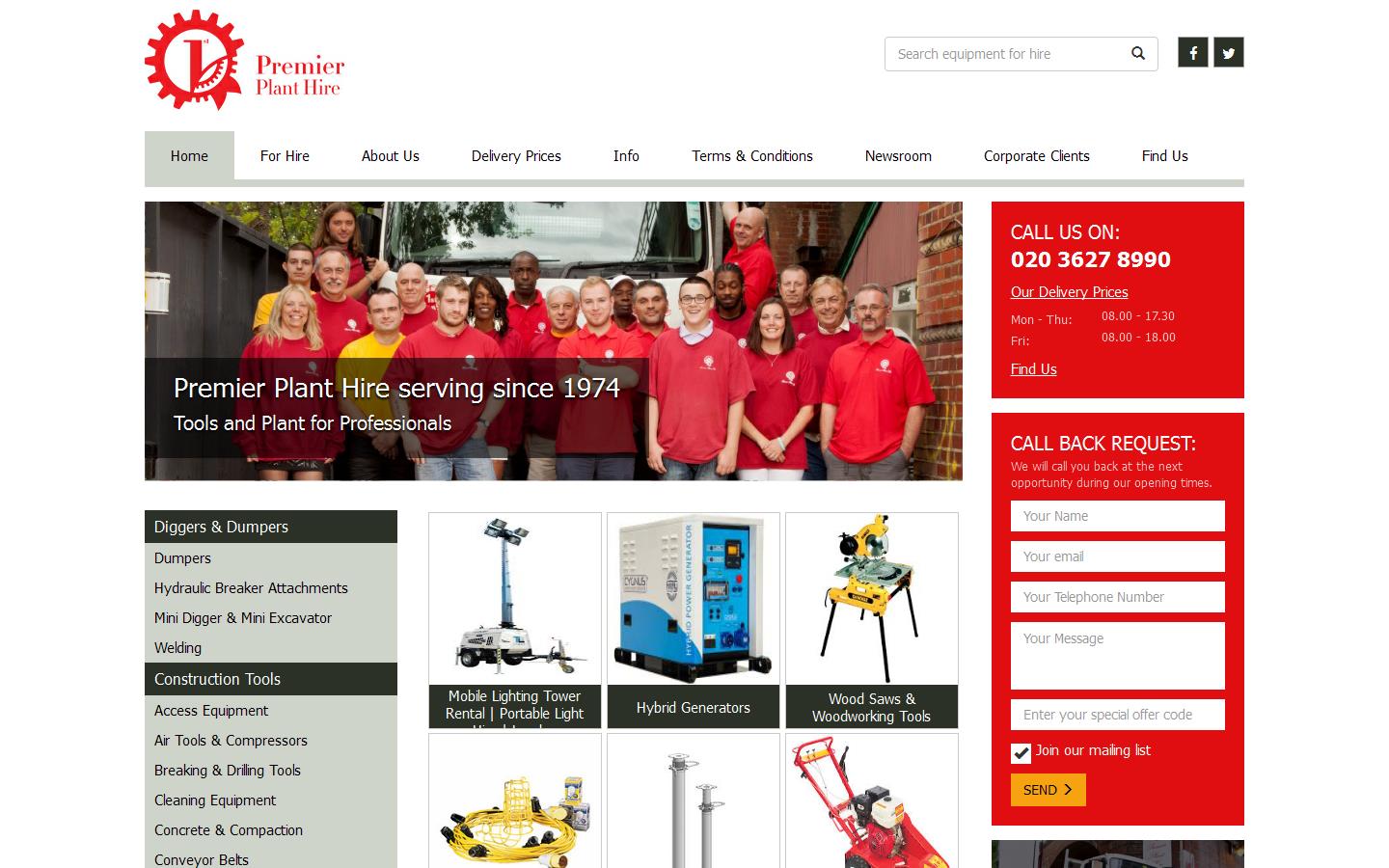 Premier Plant Hire Website