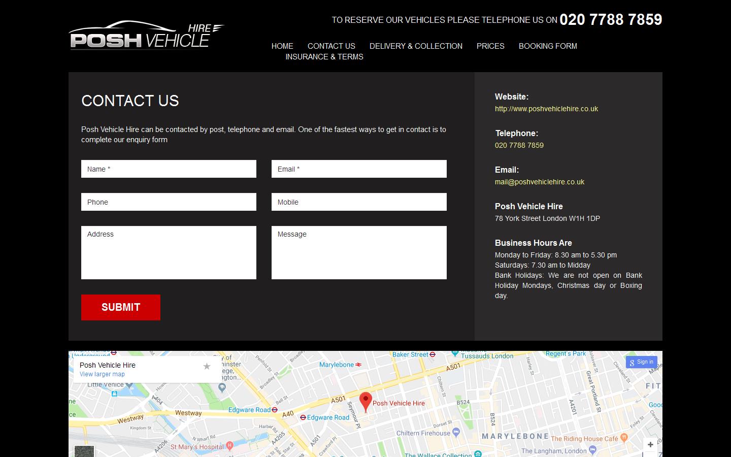 Posh hire vehicle  Website