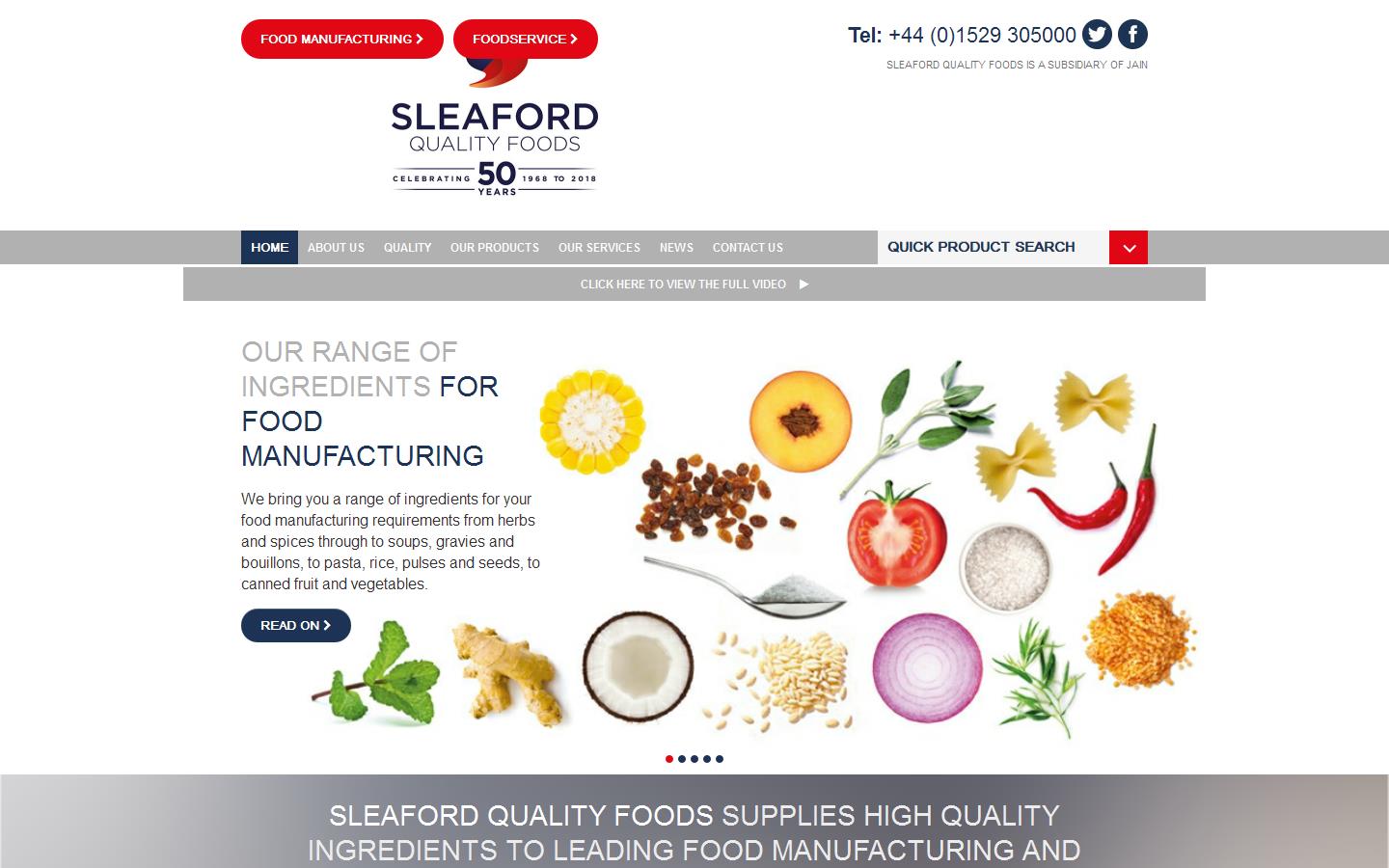 Sleaford quality foods Ltd Website
