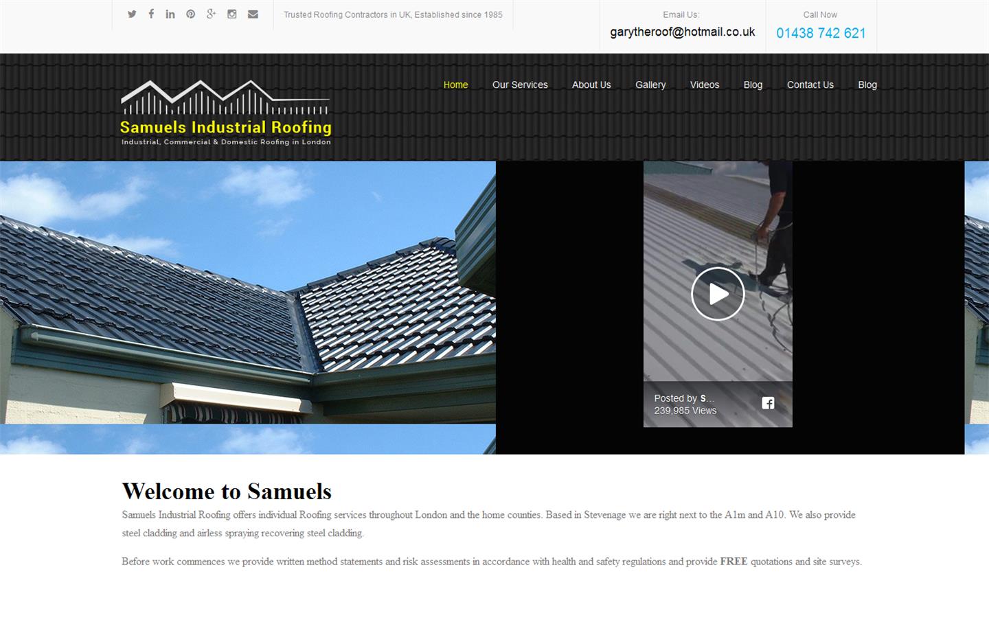 Samuels industrial roofing Website