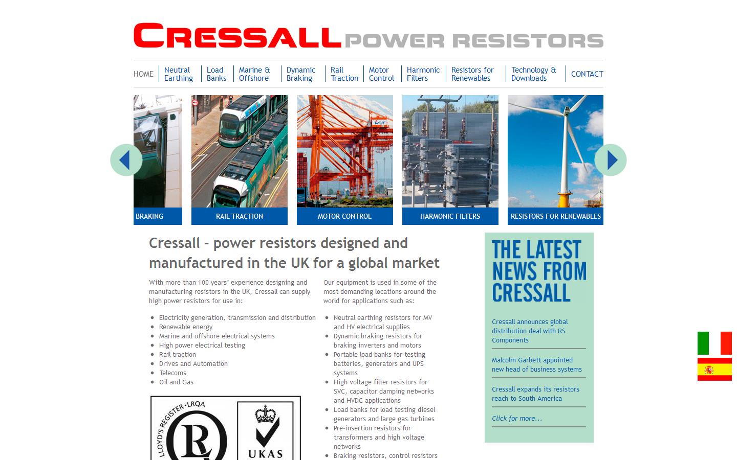 Cressall Resistors Website