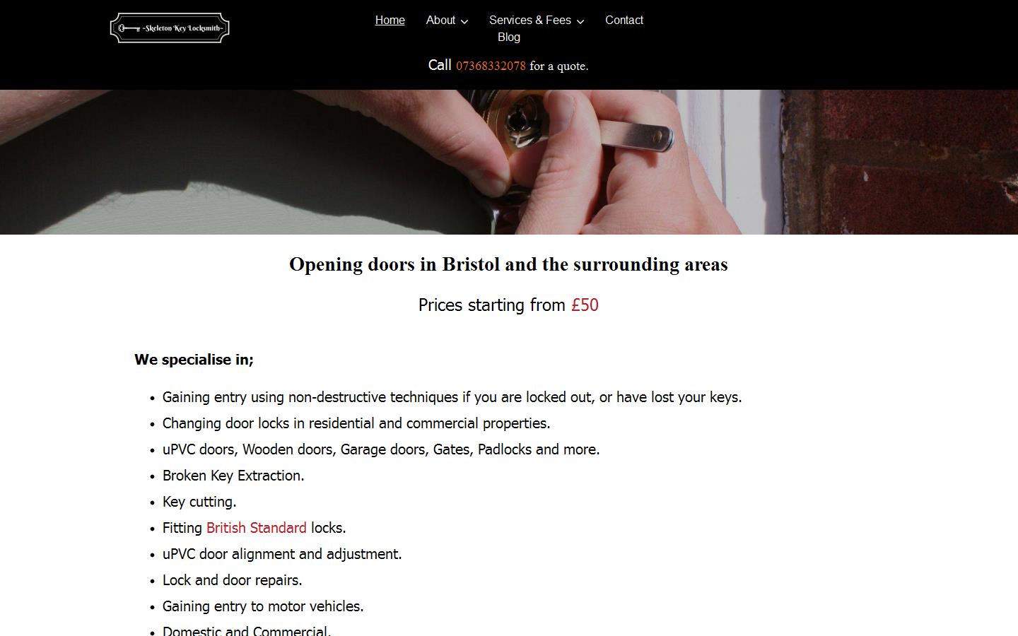 Skeleton Key Locksmith Website
