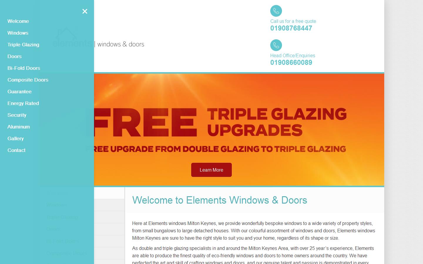 Elements Windows & Doors MK Ltd Website