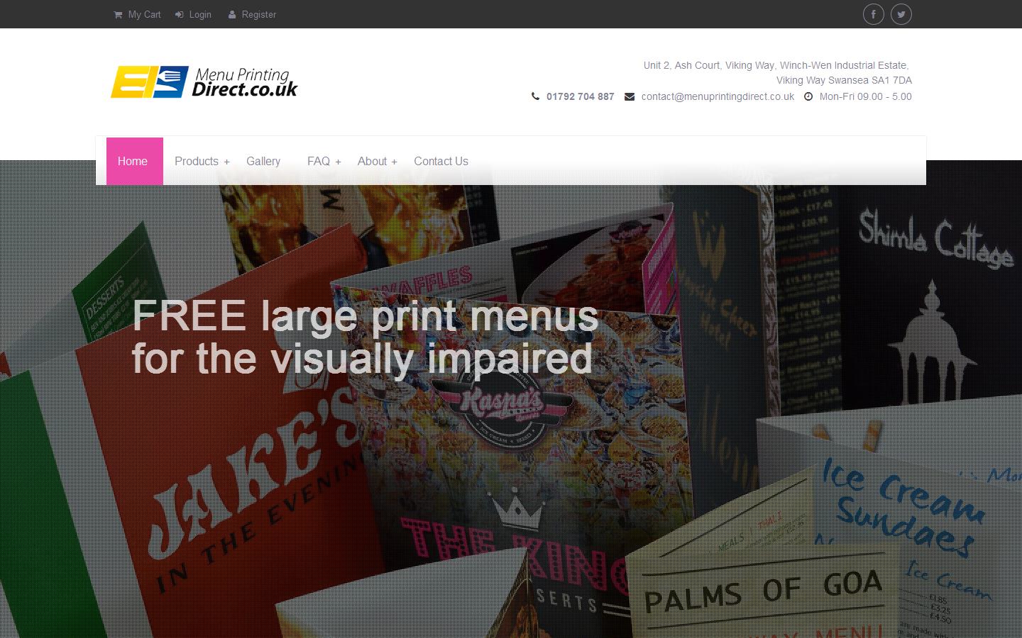 Menu Printing Direct Website