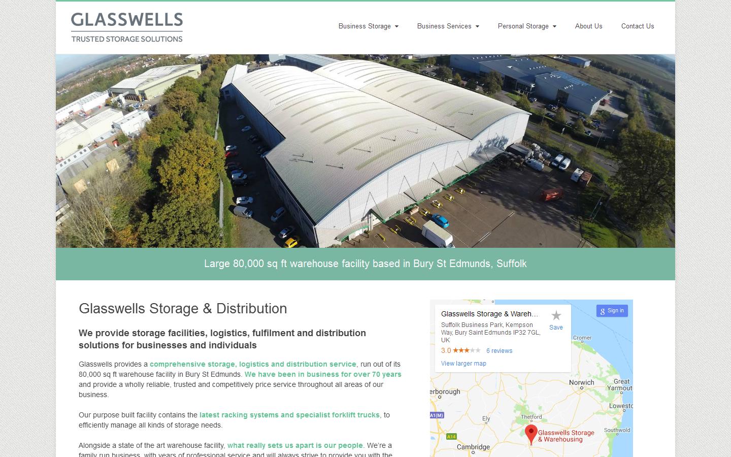 Glasswells Storage & Warehousing Website
