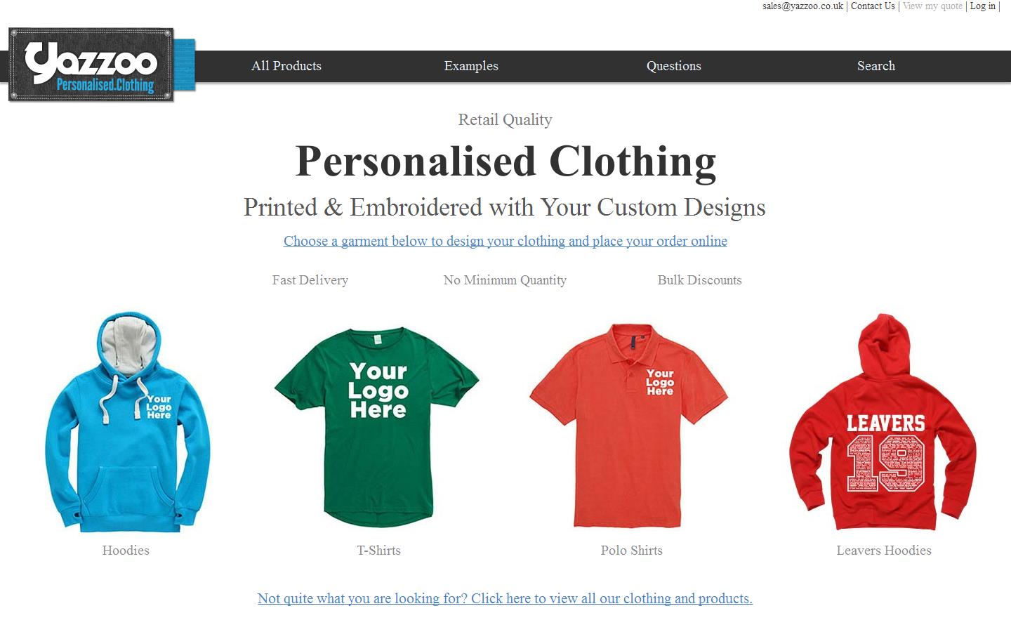 Yazzoo Personalised Clothing Website