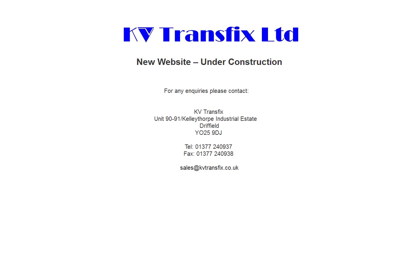 K V Transfix Ltd Website