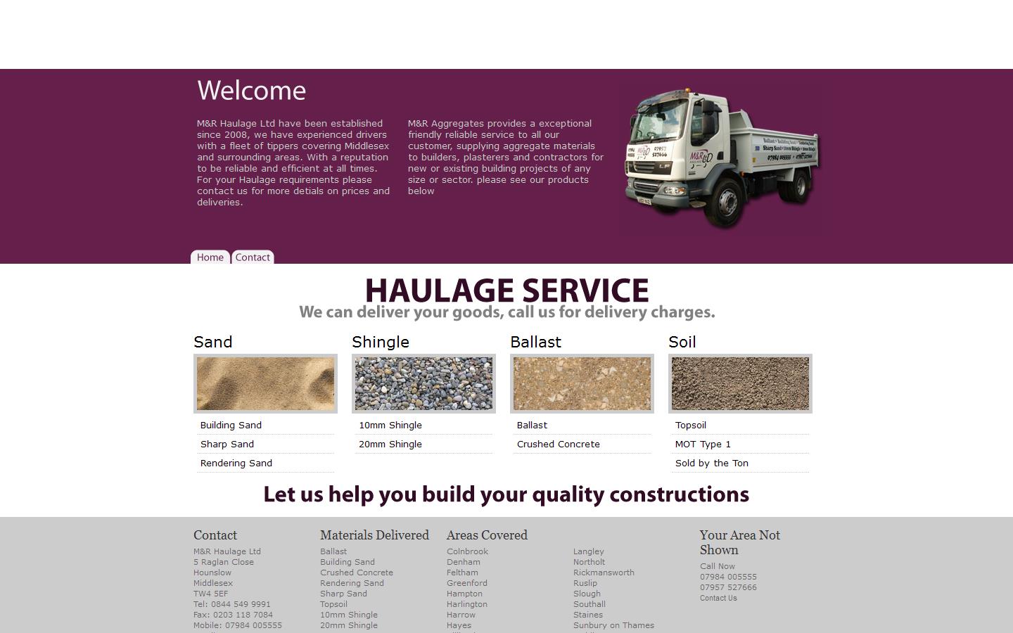 M & R Haulage Ltd Website