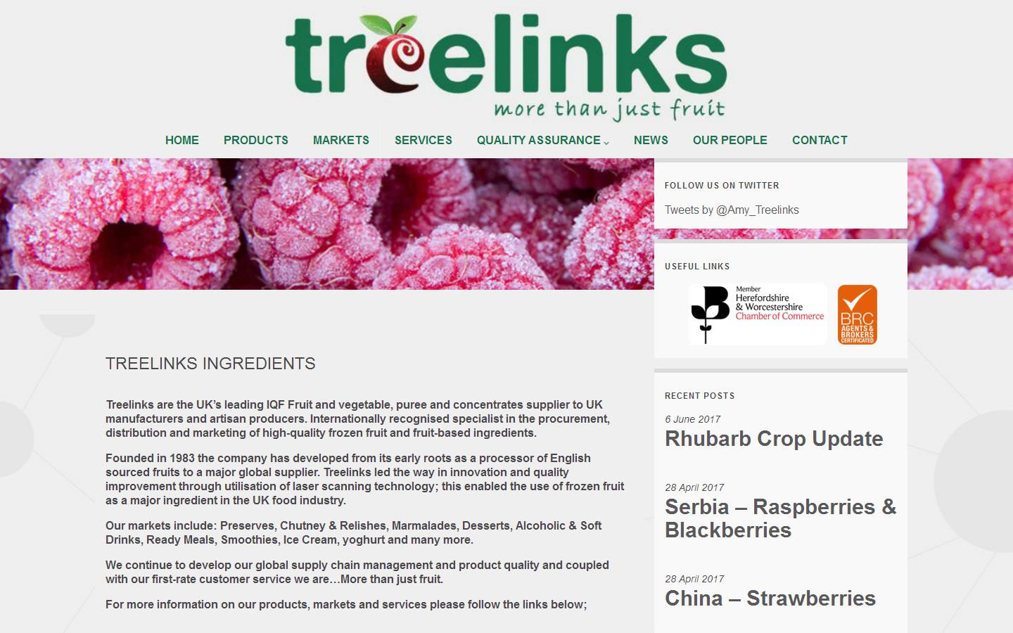 Treelinks Ingredients Ltd Website