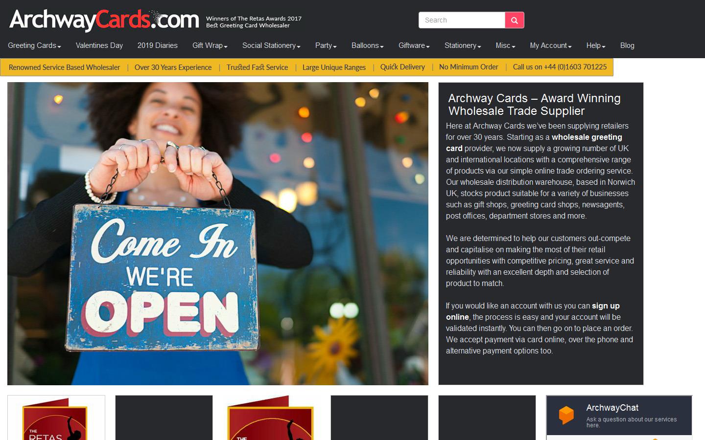 Archway Cards Ltd Website