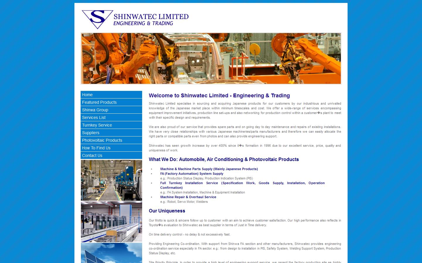 Shinwatec Ltd Website