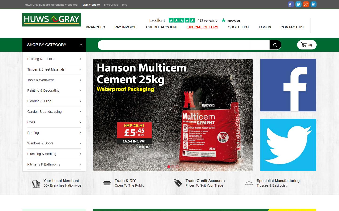 Huws Gray Building Materials Centre Website