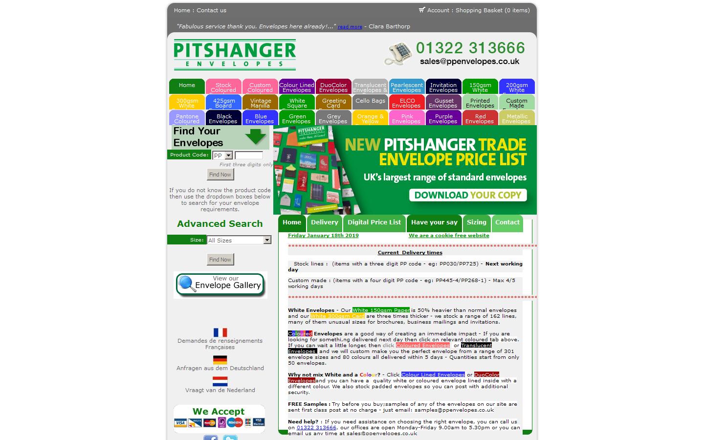 Pitshanger Envelopes Website