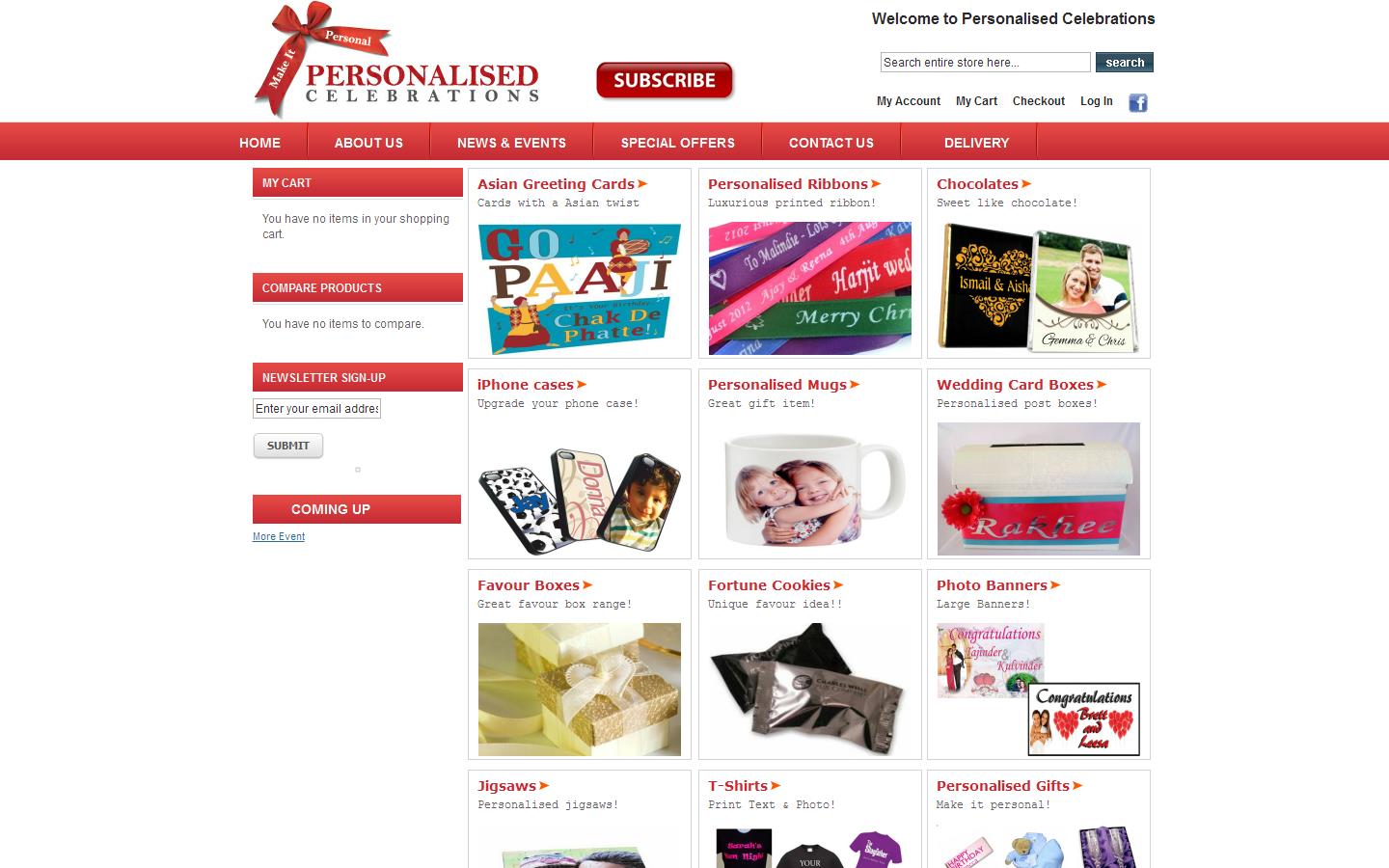 Personalised Celebrations Website